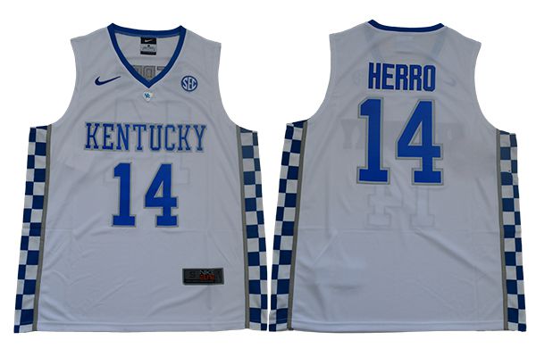 Men Kentucky Wildcats #14 Herro White Nike NBA NCAA Jerseys